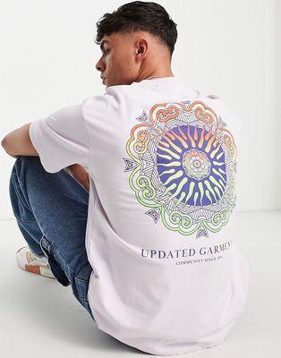 Pull & Bear updated garments back print t-shirt in lilac-Purple