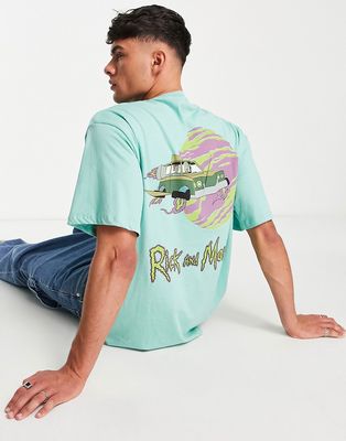 Pull & Bear x rick and morty t-shirt with back print in green