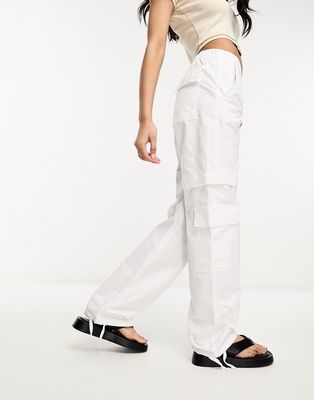 Pull & Bear zip off cargo pants in off white