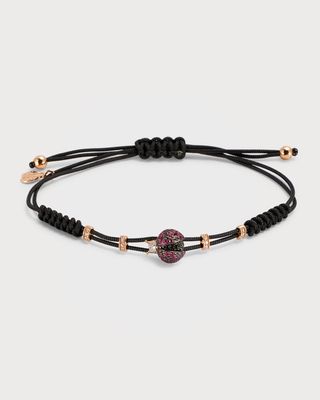 Pull-Cord Bracelet with Ruby & Diamond Ladybug in 18K Gold, Size S