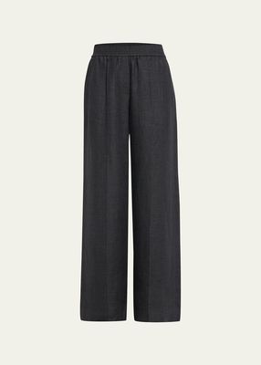 Pull-On Linen Wide-Leg Pants