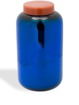 Pulpo Hight metallic glass jar - Blue