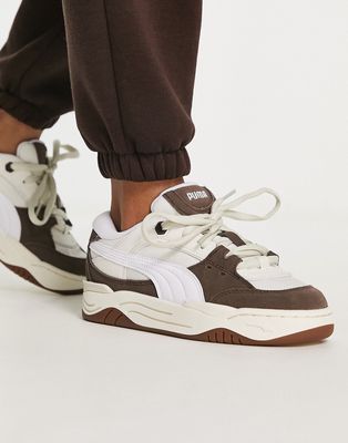 PUMA 180 sneakers in chalk and brown with gum sole-Gray