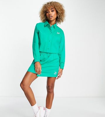PUMA acid bright button skirt in green - exclusive to ASOS