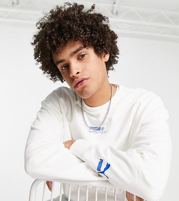 Puma acid bright sweatshirt in white and blue - Exclusive to ASOS