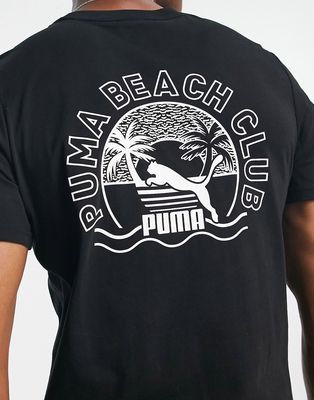 Puma Beach Club back print T-shirt in black