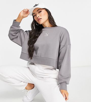Puma boxy cropped sweatshirt in storm gray - exclusive to ASOS