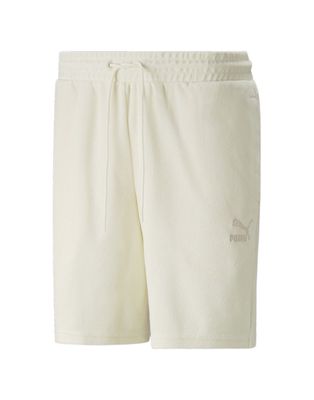 PUMA Classics 8" towelling shorts in beige-Neutral