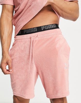 Puma Classics towelling shorts in dusty pink