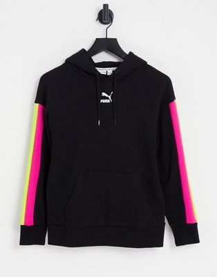 Puma Clsx color block hoodie in black