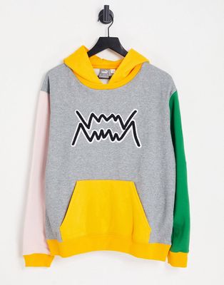 PUMA Combine color block hoodie in gray/multi - part of a set