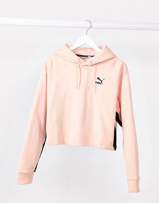 Puma cropped hoodie in peach parfait-Pink