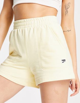 PUMA downtown high rise shorts in pale yellow-Blue