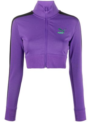 PUMA embroidered-logo zip-up sweatshirt - Purple