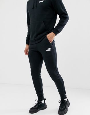 Puma Essentials small logo slim sweatpants in black