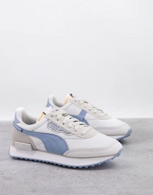 Puma Future Rider sneakers in off white and blue