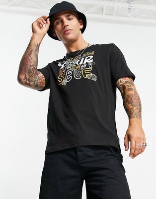 Puma graphic T-shirt with back print in black