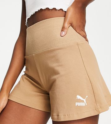 Puma high waisted boxer shorts in light brown - exclusive to ASOS