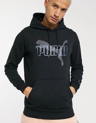 Puma iridescent graphic hoodie in black