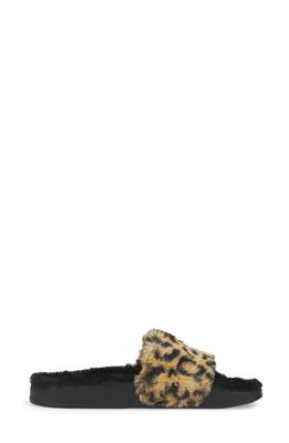 PUMA Leadcat 2.0 Faux Fur Slide Sandal in Puma Black-Pale Khaki