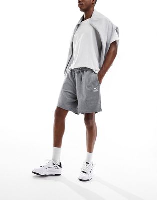 PUMA logo jersey shorts in gray