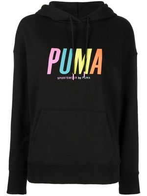 PUMA logo-print detail hoodie - Black