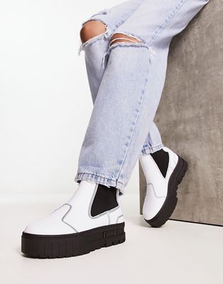 Puma Mayze chelsea boots in white with black detail
