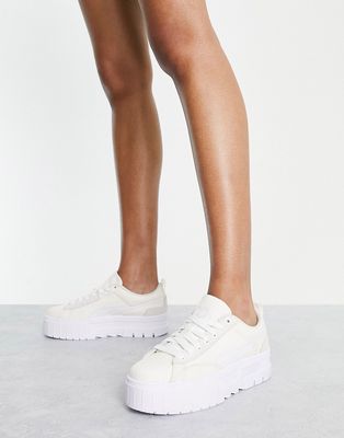 PUMA Mayze sneakers in off white broderie
