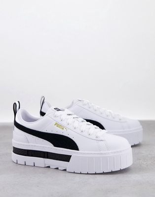 Puma Mayze sneakers in white/black