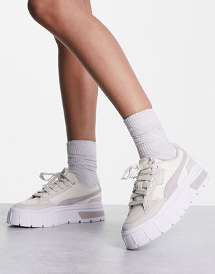 Puma Mayze Stack Luxe sneakers in white with light gray detail