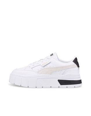 PUMA Mayze stack sneakers in white/black/gray