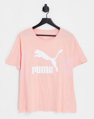 Puma Plus Classics logo t-shirt in peach pink
