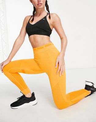 Puma Training Evoknit seamless leggings in orange