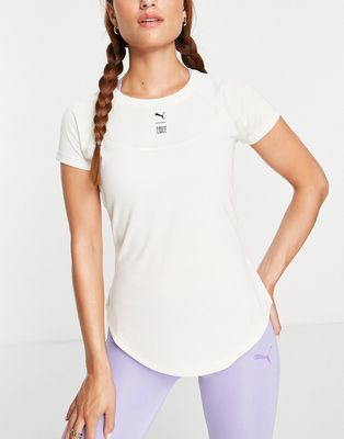 Puma Training First Mile high neck t-shirt in ivory-White