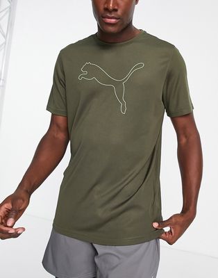 Puma Training outline logo t-shirt in khaki-Green