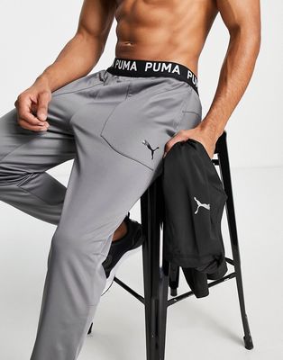Puma Training sweatpants with branded waistband in dark gray