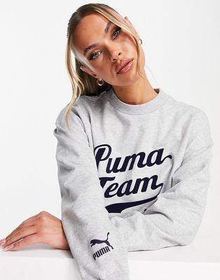 Puma varsity oversized sweatshirt in gray