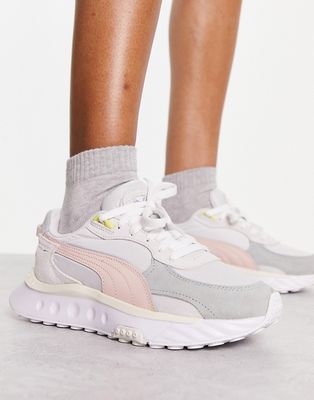 Puma Wild Rider Rollin' chunky sneakers in white with light pink detail