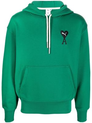 PUMA x AMI embroidered-logo hoodie - Green