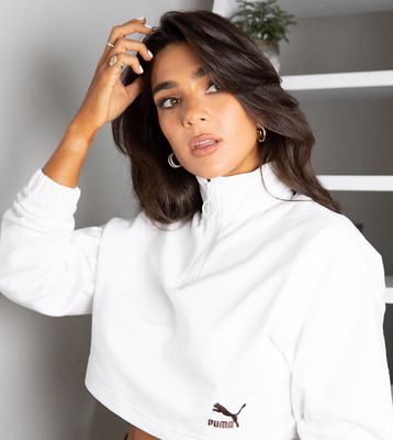 Puma x Stef Fit cropped half zip sweatshirt in off white- Exclusive to ASOS