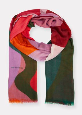 Pune Multi-Color Abstract Cashmere Scarf
