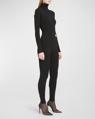 Punto Milano Jersey Turtleneck Jumpsuit with Year Patch