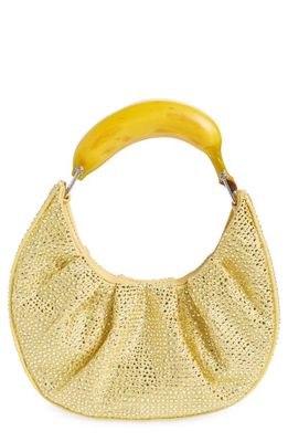 Puppets and Puppets Banana Rhinestone Hobo Bag in Yellow