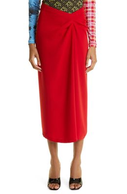 Puppets and Puppets Drape Front Midi Skirt in Red