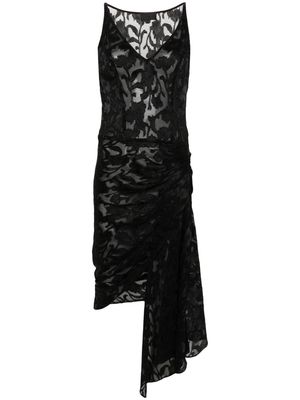 Puppets and Puppets Jane floral-jacquard draped dress - Black