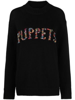 Puppets and Puppets logo-embroidered jumper - Black