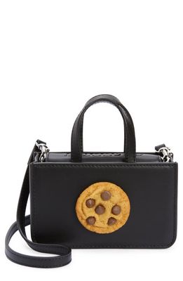 Puppets and Puppets Mini Cookie Leather Top Handle Bag in Black