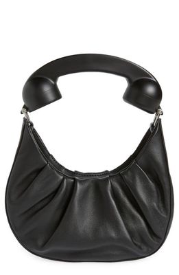 Puppets and Puppets Phone Handle Hobo Bag in Black