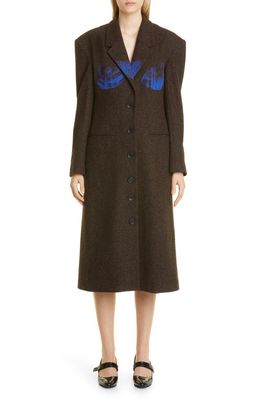 Puppets and Puppets Pigment Print Wool Overcoat in Brown