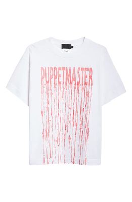 Puppets and Puppets Puppetmaster Cotton Graphic T-Shirt in White/Red
